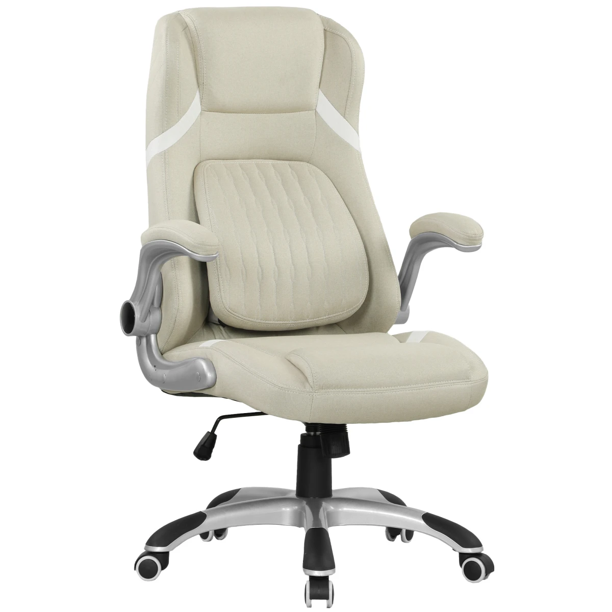 Vinsetto Fabric Office Chair 44 To 52cm Height Adjustable Tilt High Back Flip Armrests Home Office by Vinsetto