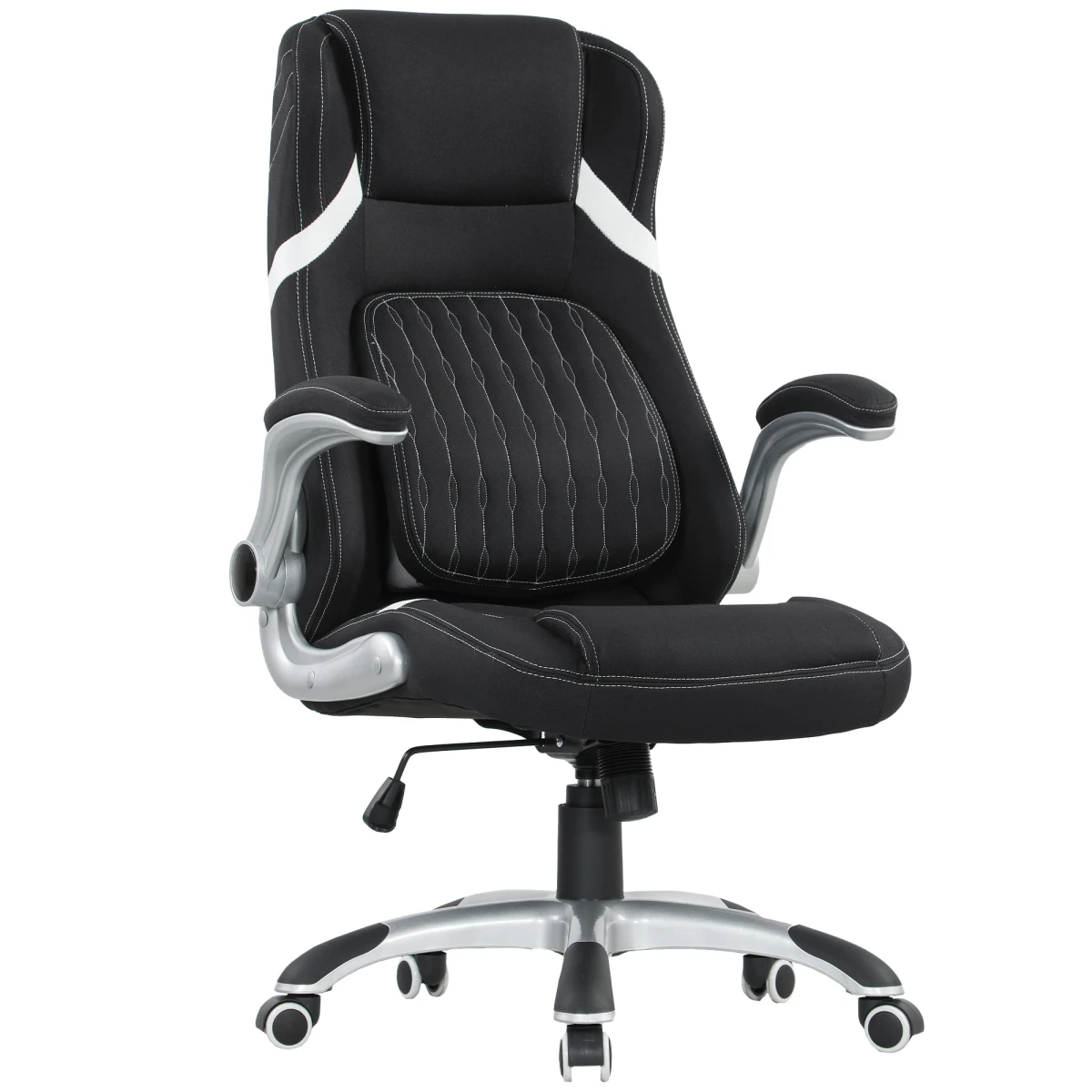 Vinsetto Fabric Office Chair 44 To 52cm Height Adjustable Tilt High Back Flip Armrests Home Office by Vinsetto