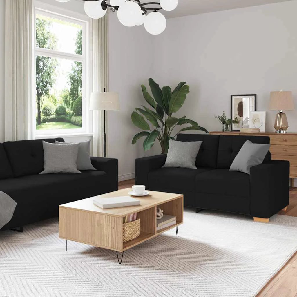 vidaXL VidaXL Sofa Set Three Piece Grey With Box Cushions And Polyester Fabric For Modern Living Room - Sofa