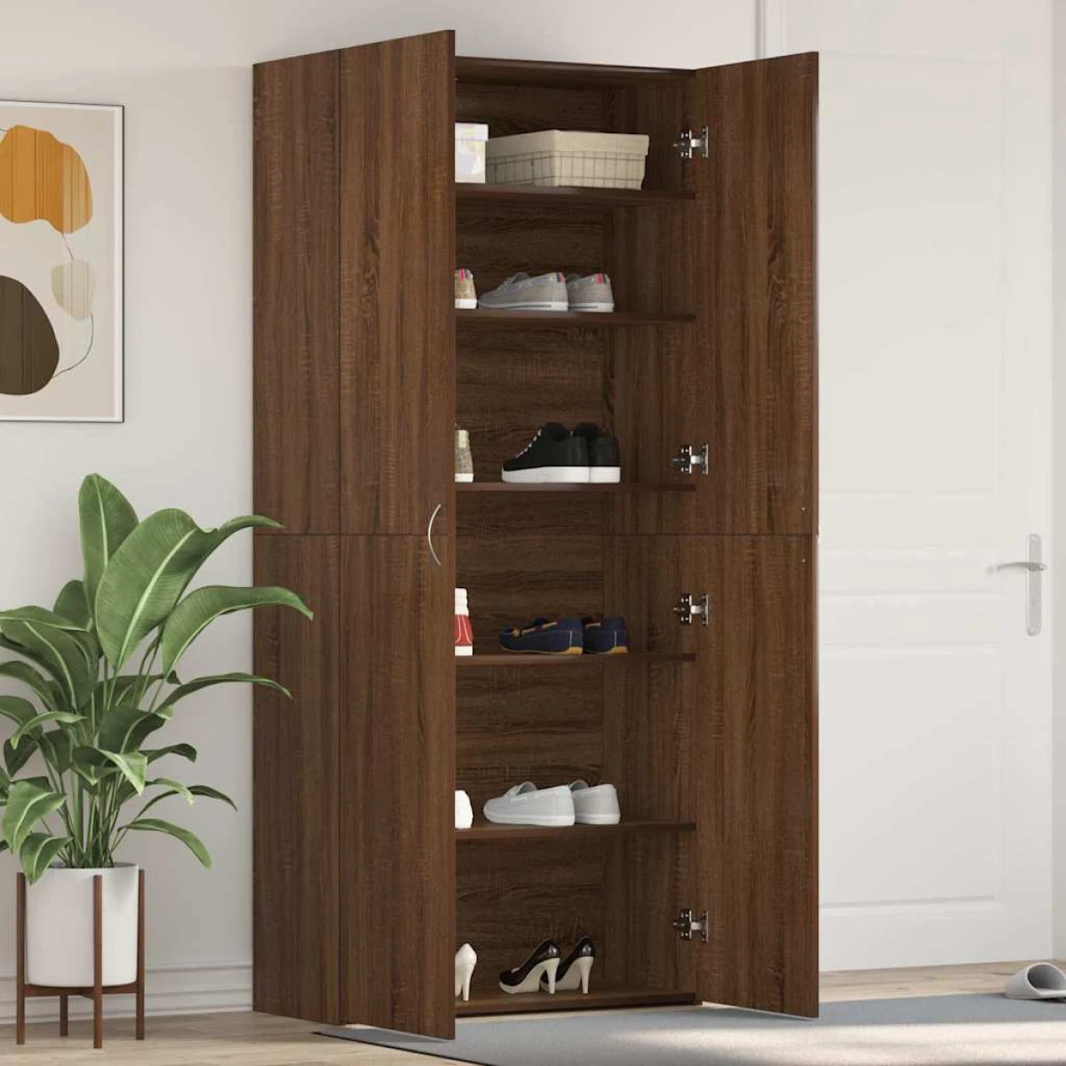 vidaXL VidaXL Shoe Cabinet 80 x 35.5 x 180 cm With Door Engineered Wood Entryway Storage - Shoe Storage