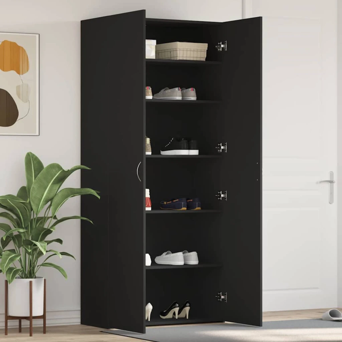 vidaXL VidaXL Shoe Cabinet 80 x 35.5 x 180 cm With Door Engineered Wood Entryway Storage - Shoe Storage