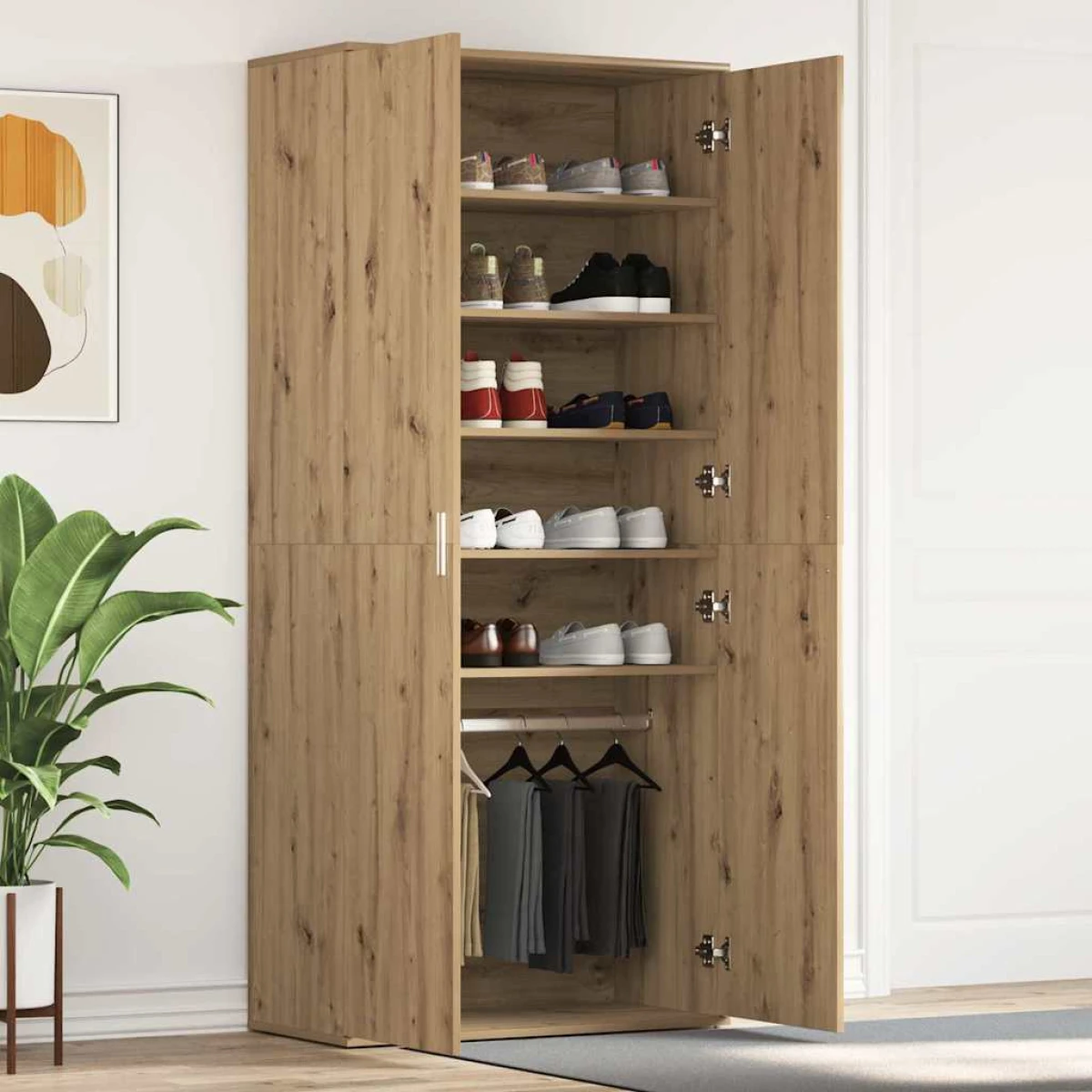 VidaXL Shoe Cabinet 80 x 39 x 180 cm Engineered Wood With Door For Entryway Organization by vidaXL