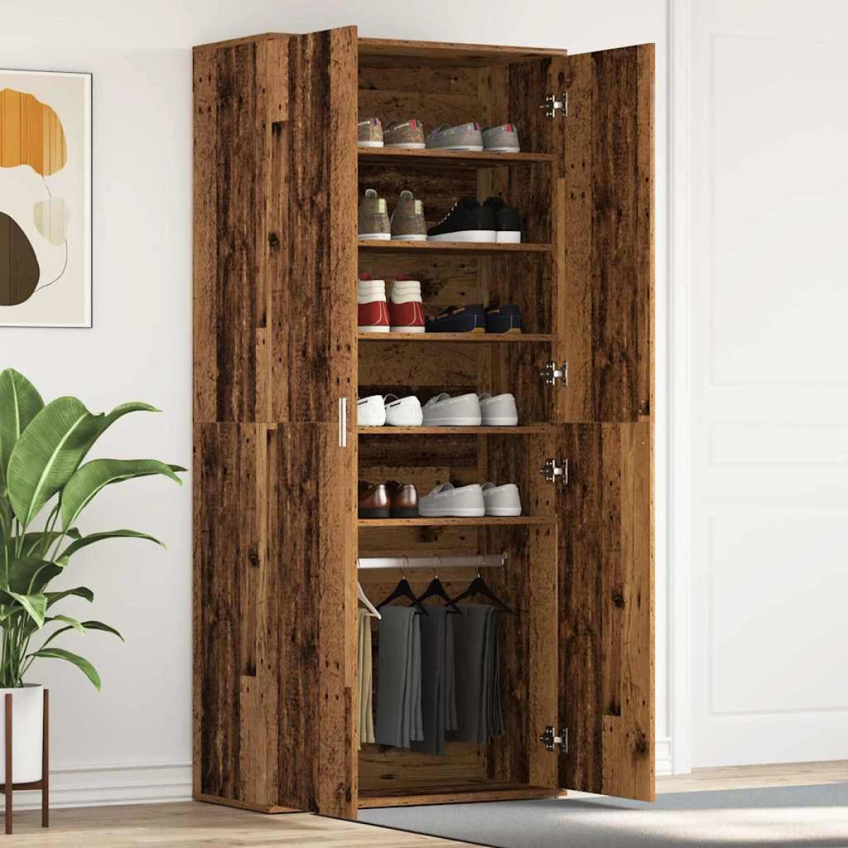 VidaXL Shoe Cabinet 80 x 39 x 180 cm Engineered Wood With Door For Entryway Organization by vidaXL
