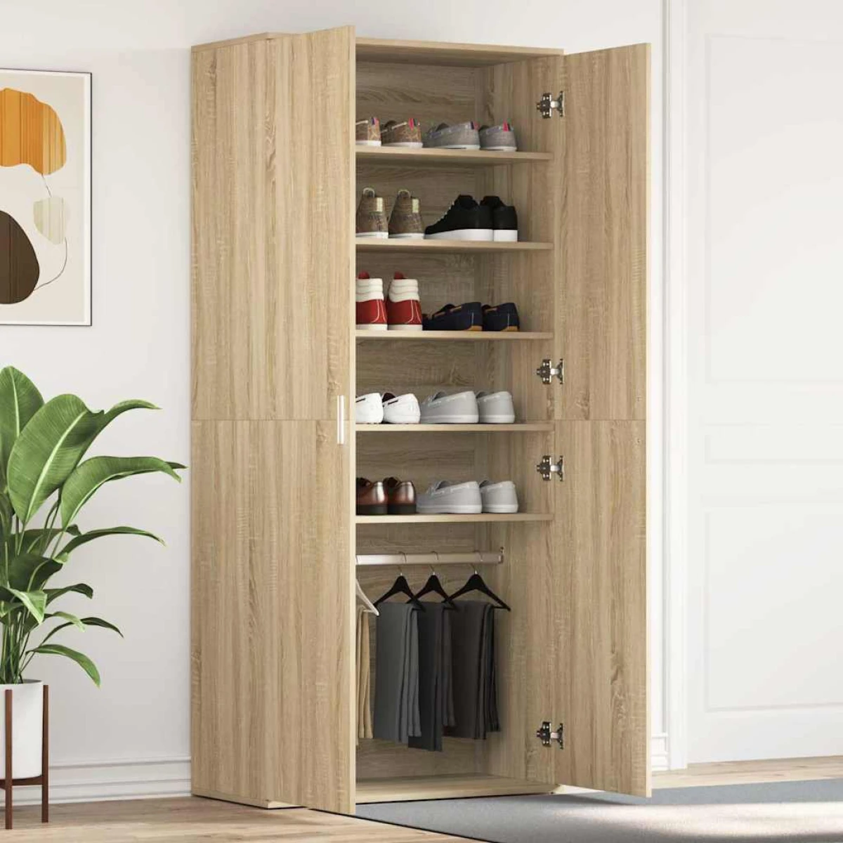VidaXL Shoe Cabinet 80 x 39 x 180 cm Engineered Wood With Door For Entryway Organization by vidaXL