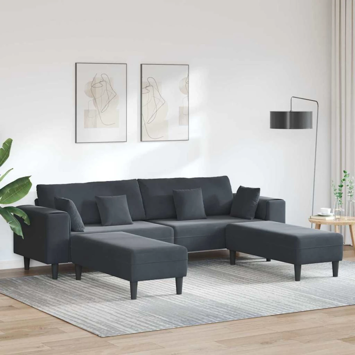 VidaXL Velvet Sofa 208 cm With Cushions Soft Plush Upholstery For Living Room And Modern Living Rooms by vidaXL