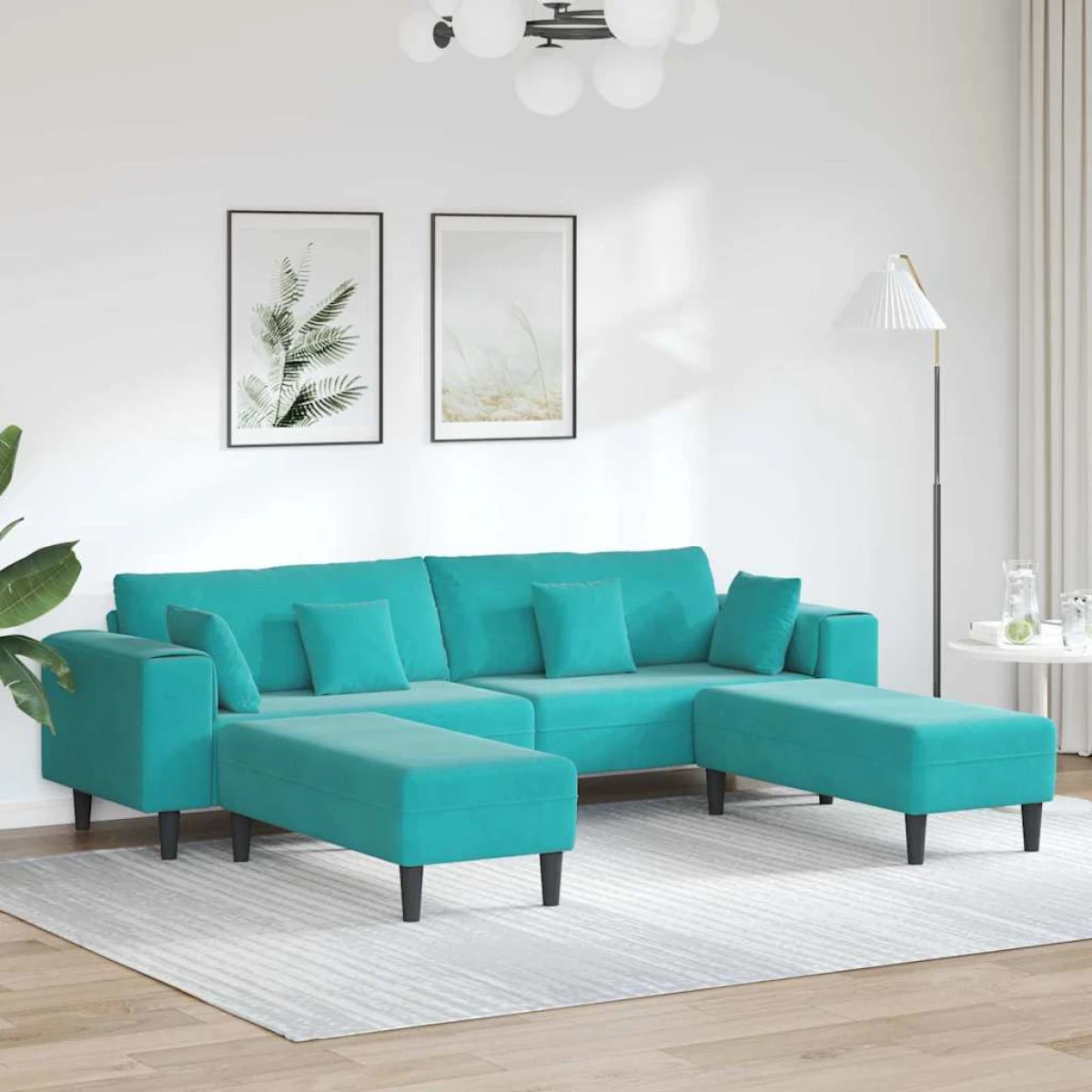 VidaXL Velvet Sofa 208 cm With Cushions Soft Plush Upholstery For Living Room And Modern Living Rooms by vidaXL