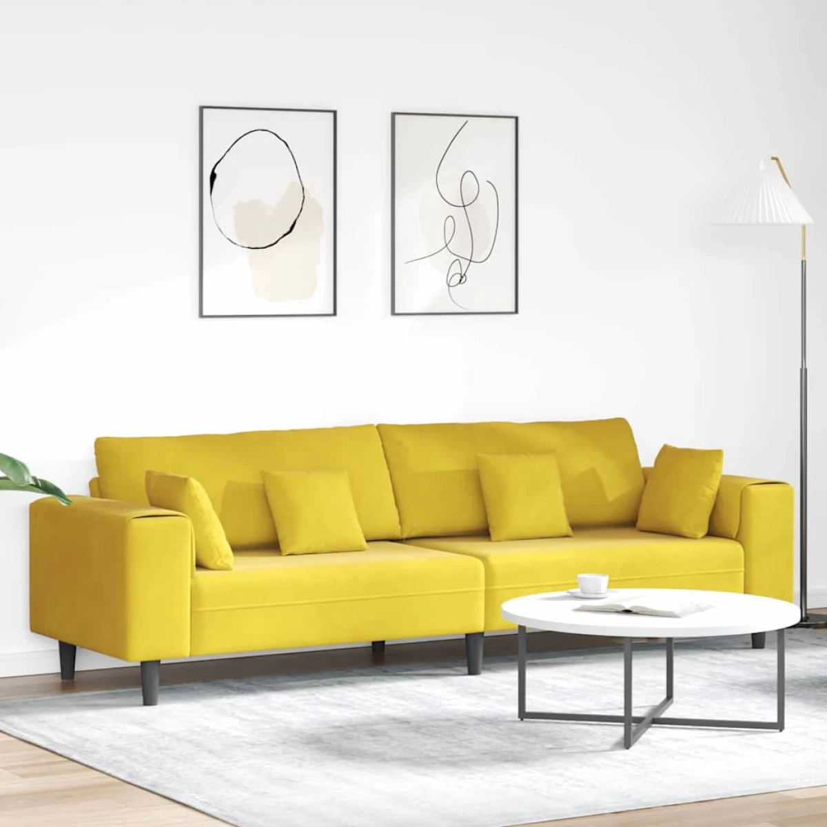 VidaXL Velvet Sofa 208 cm With Cushions Soft Plush Upholstery For Living Room And Modern Living Rooms by vidaXL