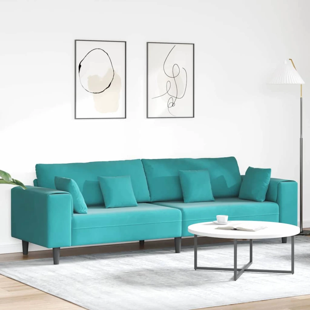 VidaXL Velvet Sofa 208 cm With Cushions Soft Plush Upholstery For Living Room And Modern Living Rooms by vidaXL