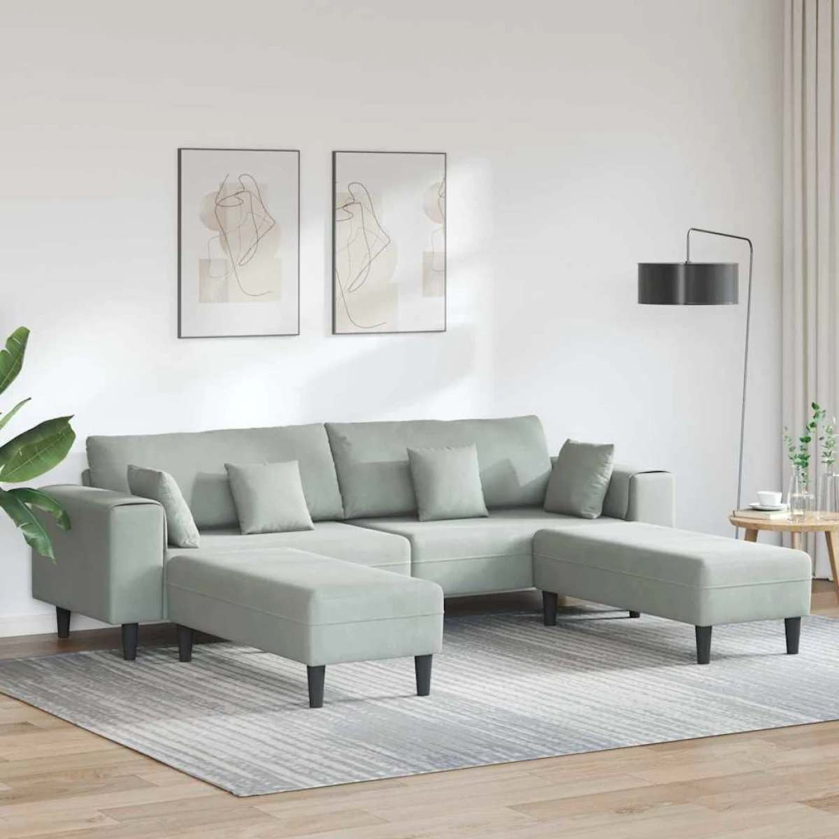 VidaXL Velvet Sofa 208 cm With Cushions Soft Plush Upholstery For Living Room And Modern Living Rooms by vidaXL