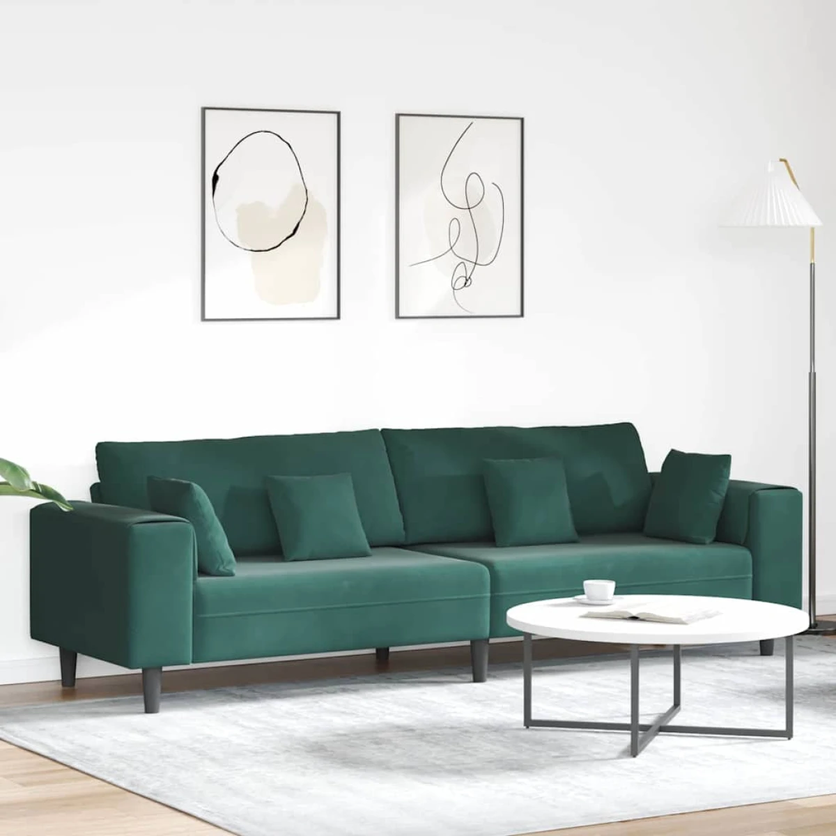 VidaXL Velvet Sofa 208 cm With Cushions Soft Plush Upholstery For Living Room And Modern Living Rooms by vidaXL