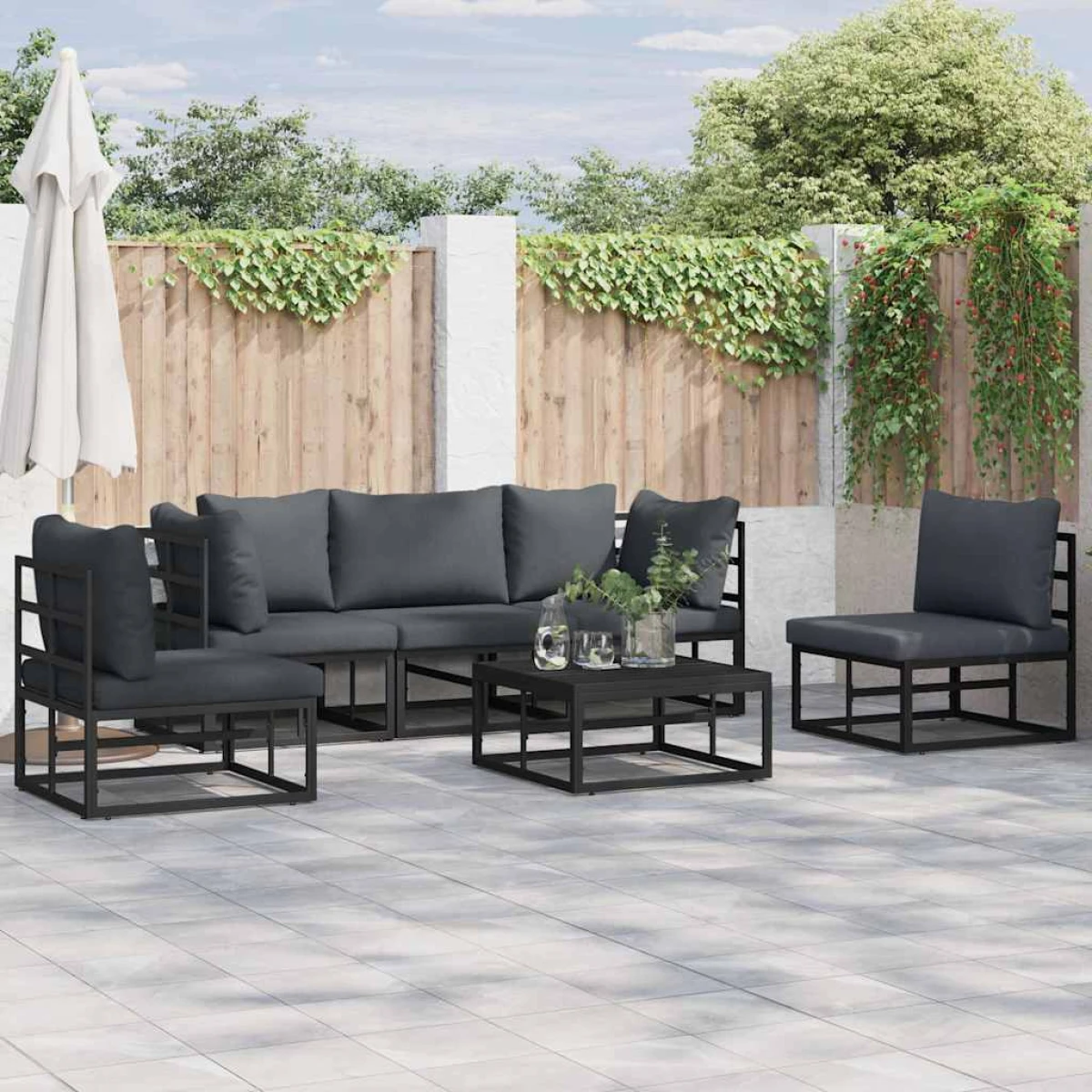 vidaXL Garden Sofa Set 5pc Cushioned Aluminium by vidaXL