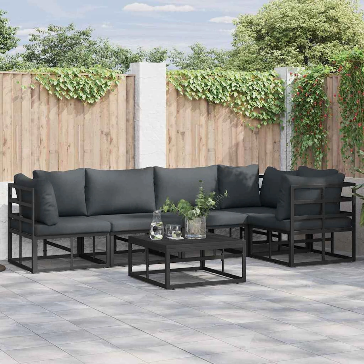 VidaXL Garden Sofa Set 5Piece Modular Aluminium Frame Cushions For Outdoor Patio Entertaining by vidaXL