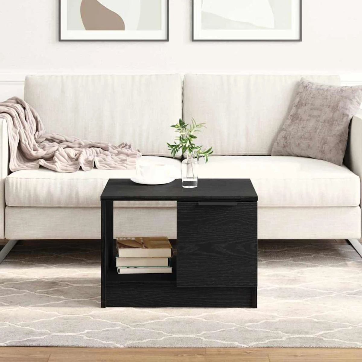 VidaXL Coffee Table 50x50x36 cm Smoked Oak Engineered Wood With Two Compartments Living Room by vidaXL