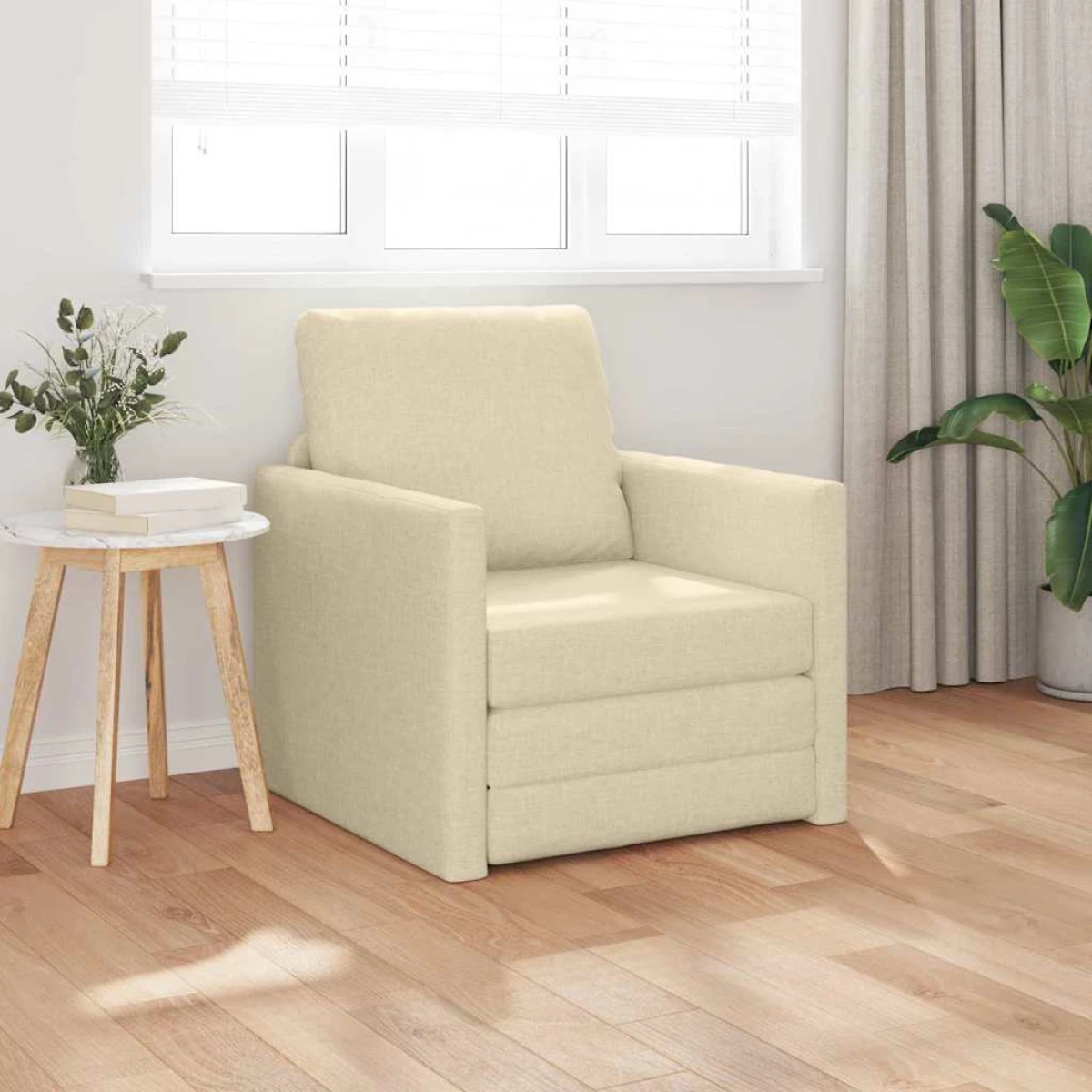 vidaXL VidaXL Floor Sofa Bed 74 x 77 x 81 Cm Cushioned Soft Fabric Light Grey For Small Spaces - Sofa Bed