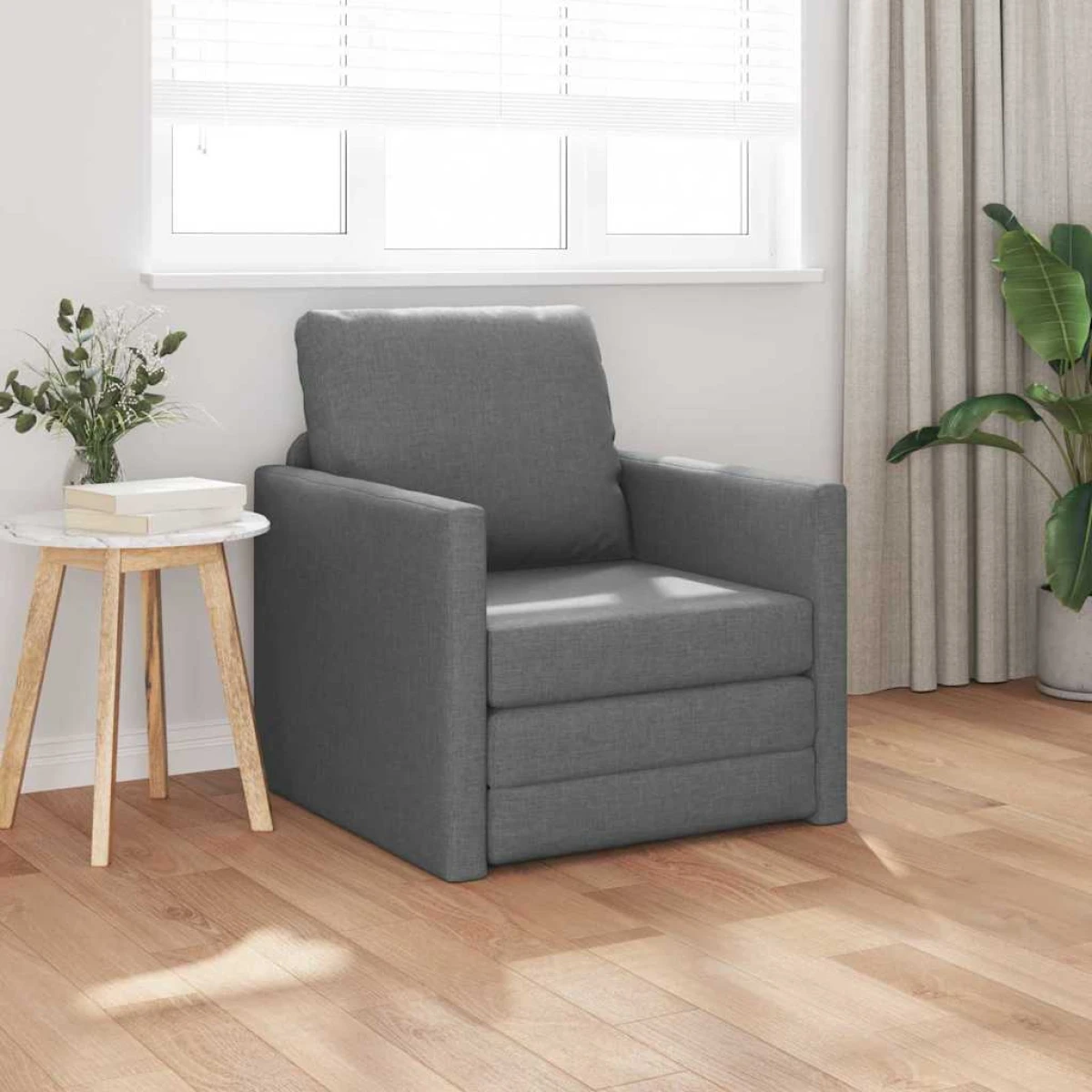 vidaXL VidaXL Floor Sofa Bed 74 x 77 x 81 Cm Cushioned Soft Fabric Light Grey For Small Spaces - Sofa Bed