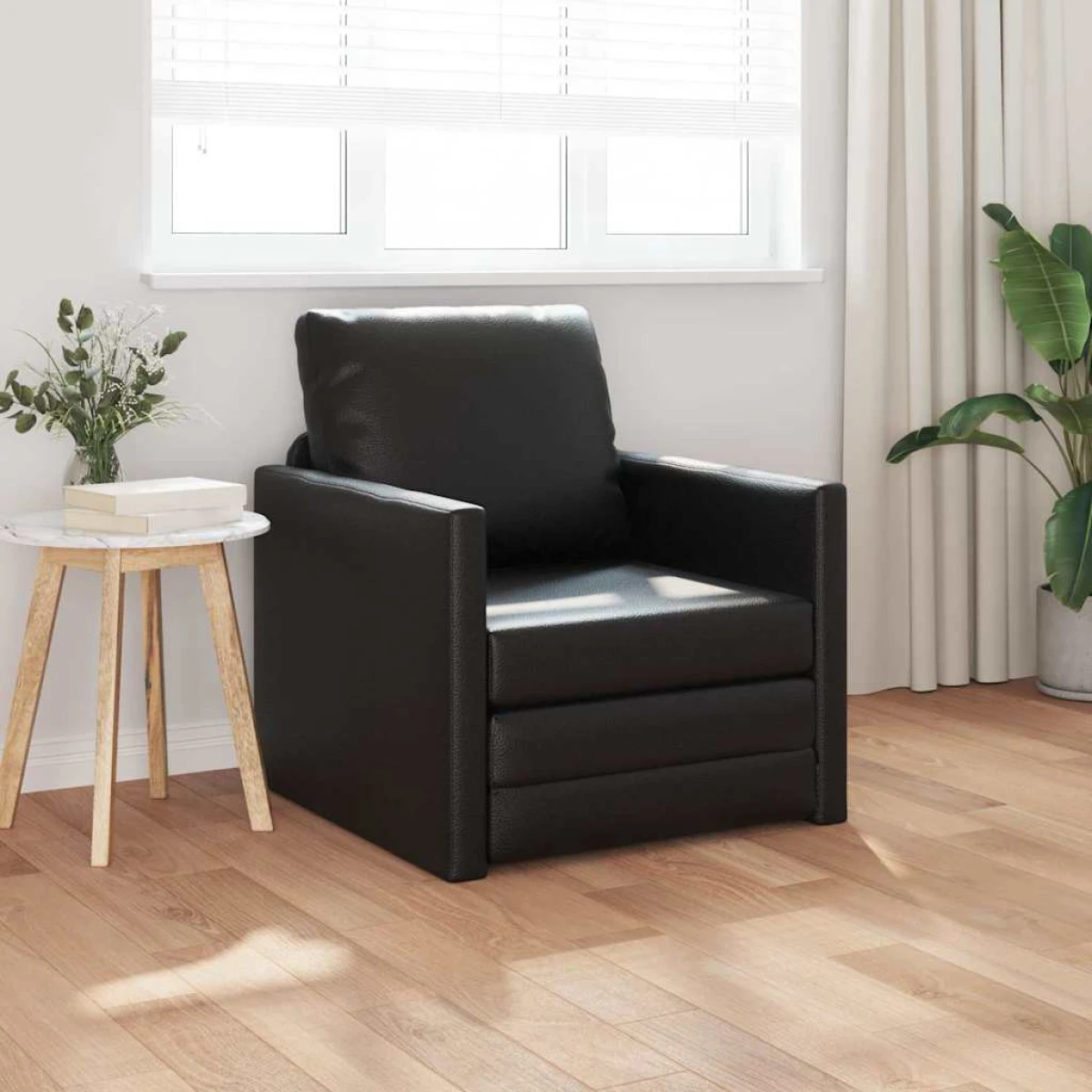 vidaXL vidaXL Floor Sofa Bed with Cushion Cream 74 x 77 x 81 cm Faux leather - Sofa Bed