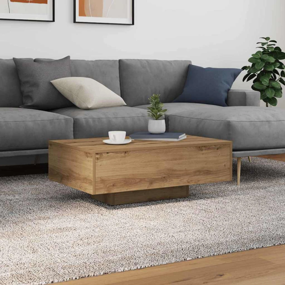 vidaXL VidaXL Coffee Table 55x55x31cm With LED Lights Living Room - Coffee Table