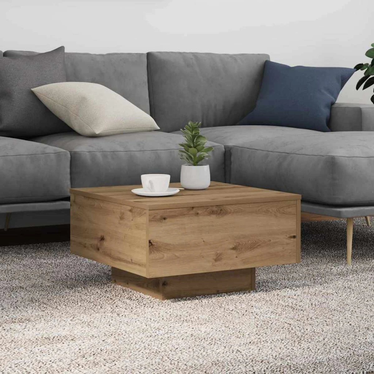 vidaXL VidaXL Coffee Table 55x55x31cm With LED Lights Living Room - Coffee Table