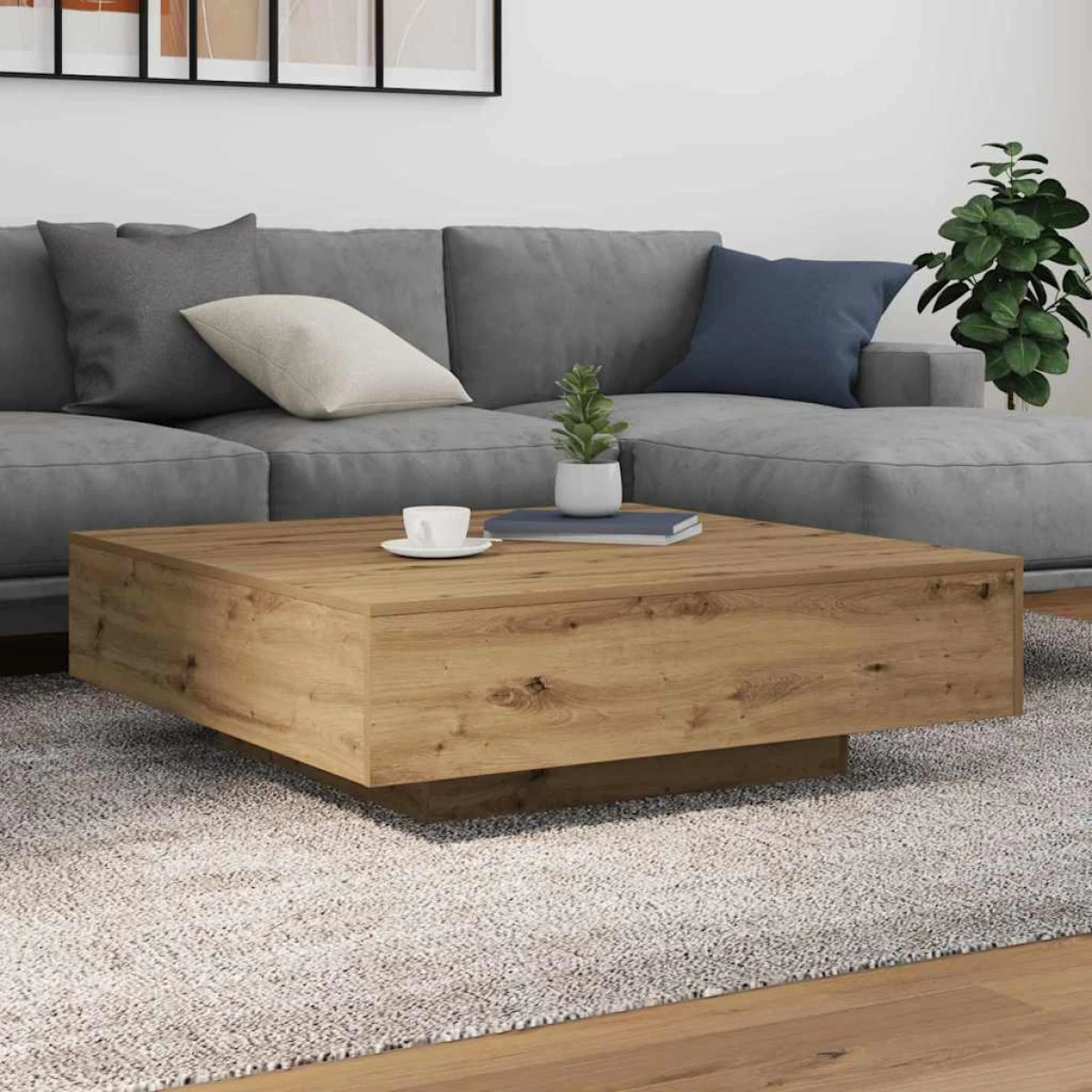 vidaXL VidaXL Coffee Table 55x55x31cm With LED Lights Living Room - Coffee Table