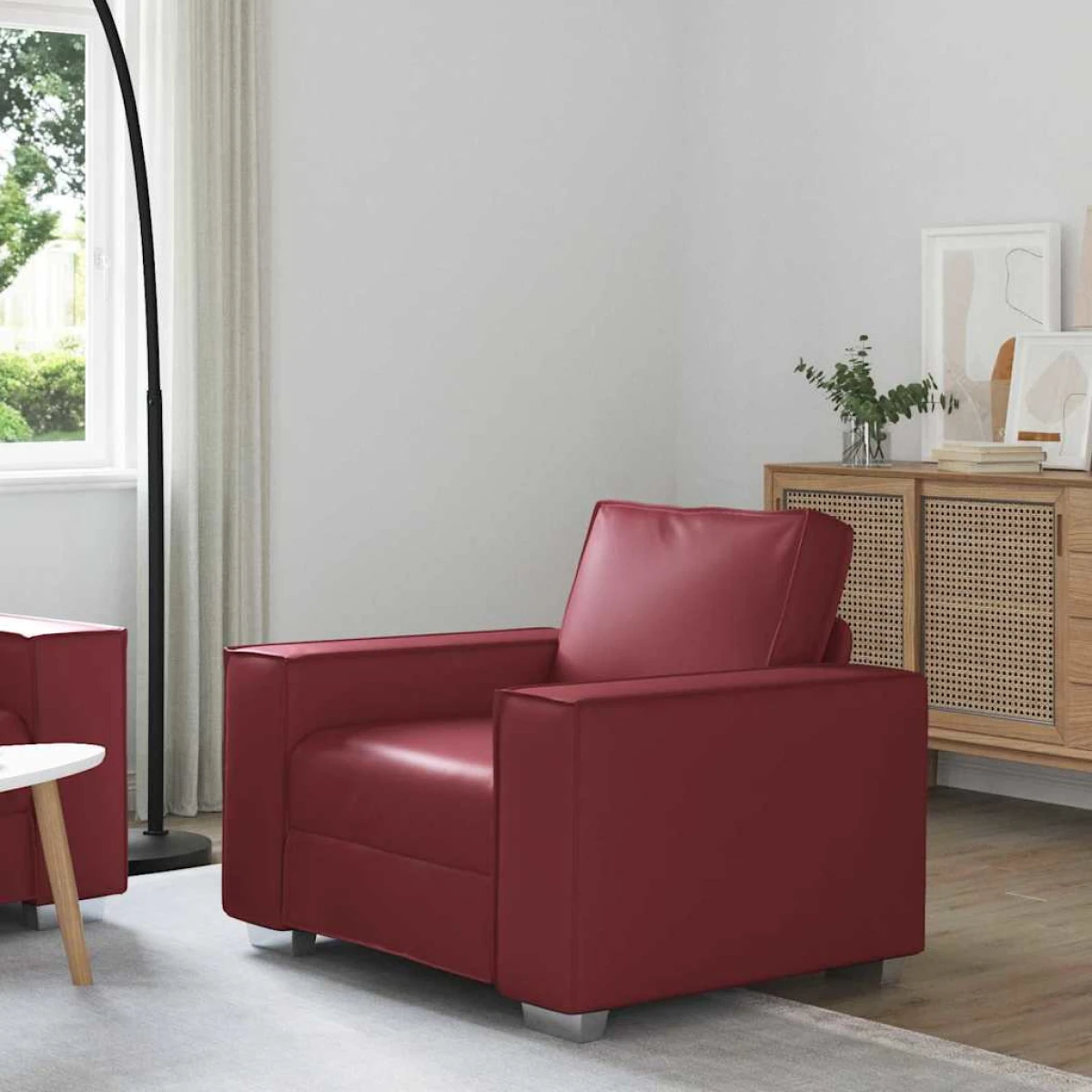 vidaXL VidaXL Sofa Chair 59 Cm Cream Faux Leather With Cushion Indoor Living Room Decor - Sofa
