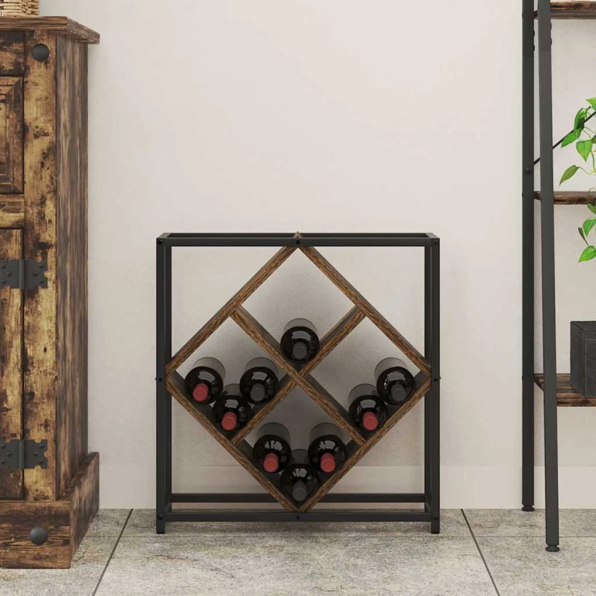 VidaXL Wine Rack 51x18x52.5 cm Black Engineered Wood At Home by vidaXL