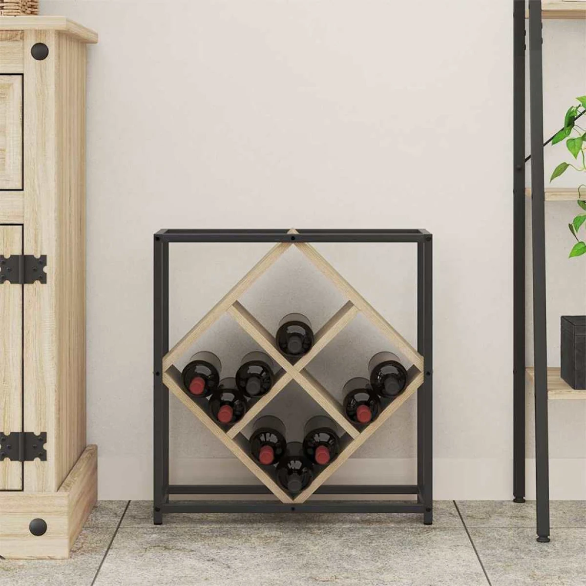 VidaXL Wine Rack 51x18x52.5 cm Black Engineered Wood At Home by vidaXL