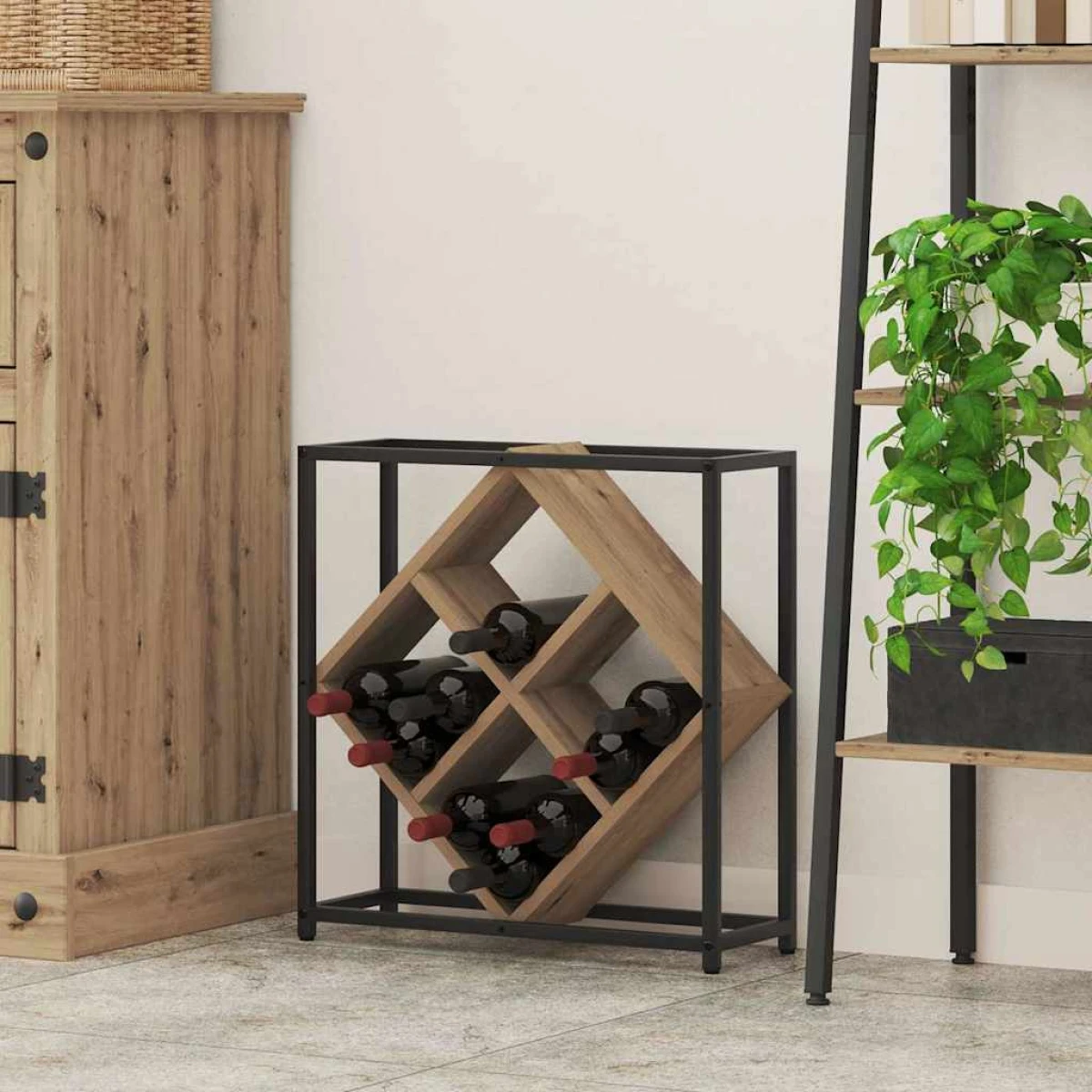 vidaXL VidaXL Wine Rack 51x18x52.5 cm Black Engineered Wood At Home - Wine Rack