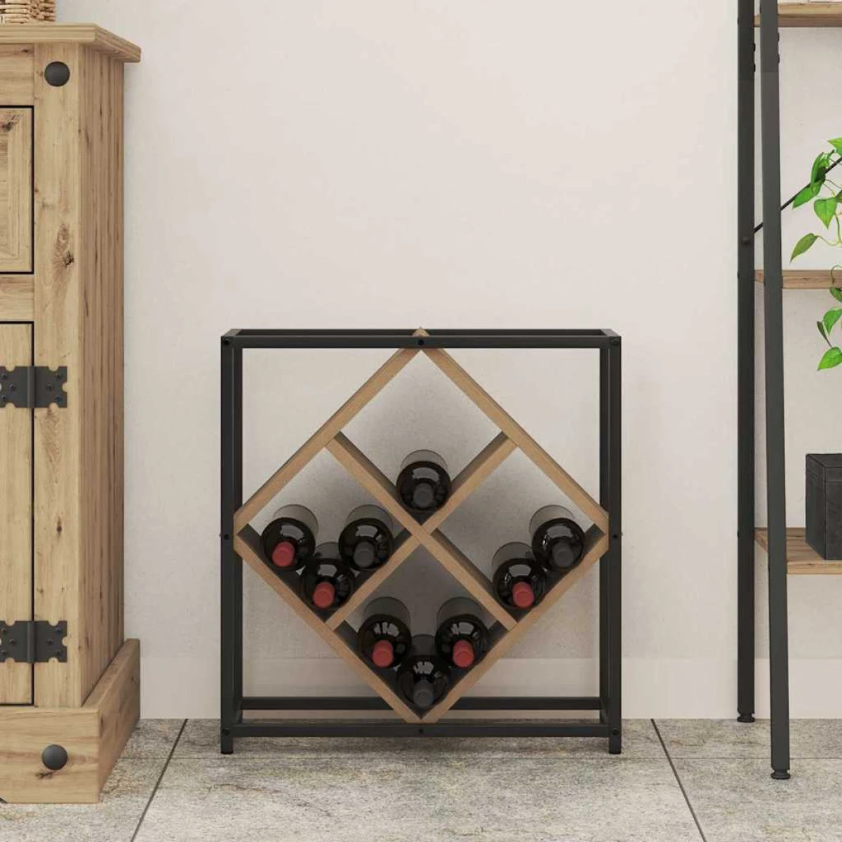VidaXL Wine Rack 51x18x52.5 cm Black Engineered Wood At Home by vidaXL
