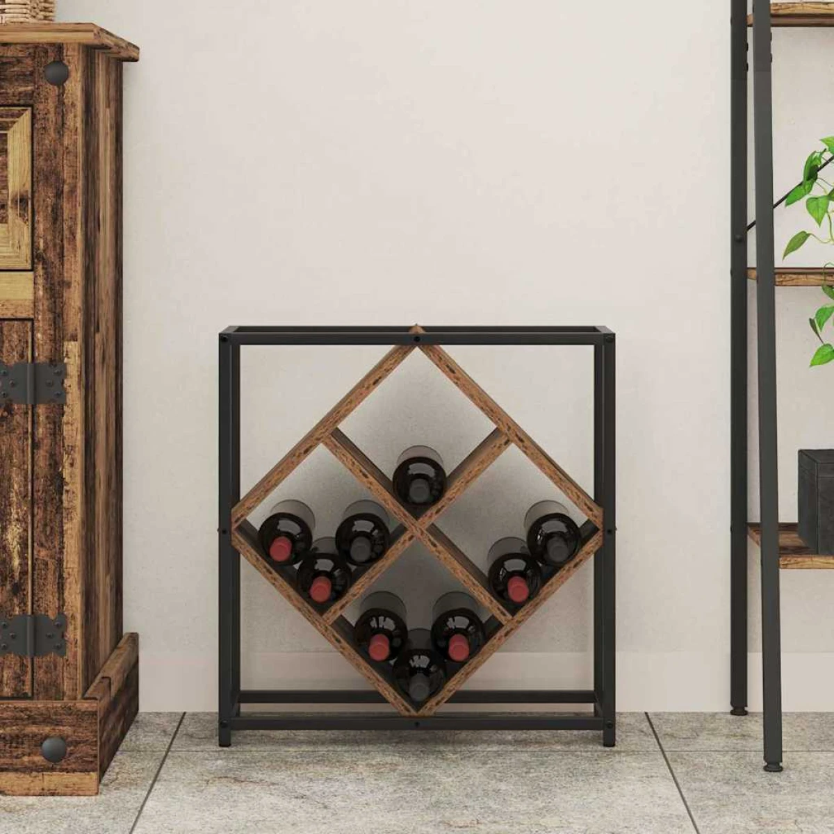vidaXL VidaXL Wine Rack 51x18x52.5 cm Black Engineered Wood At Home - Wine Rack