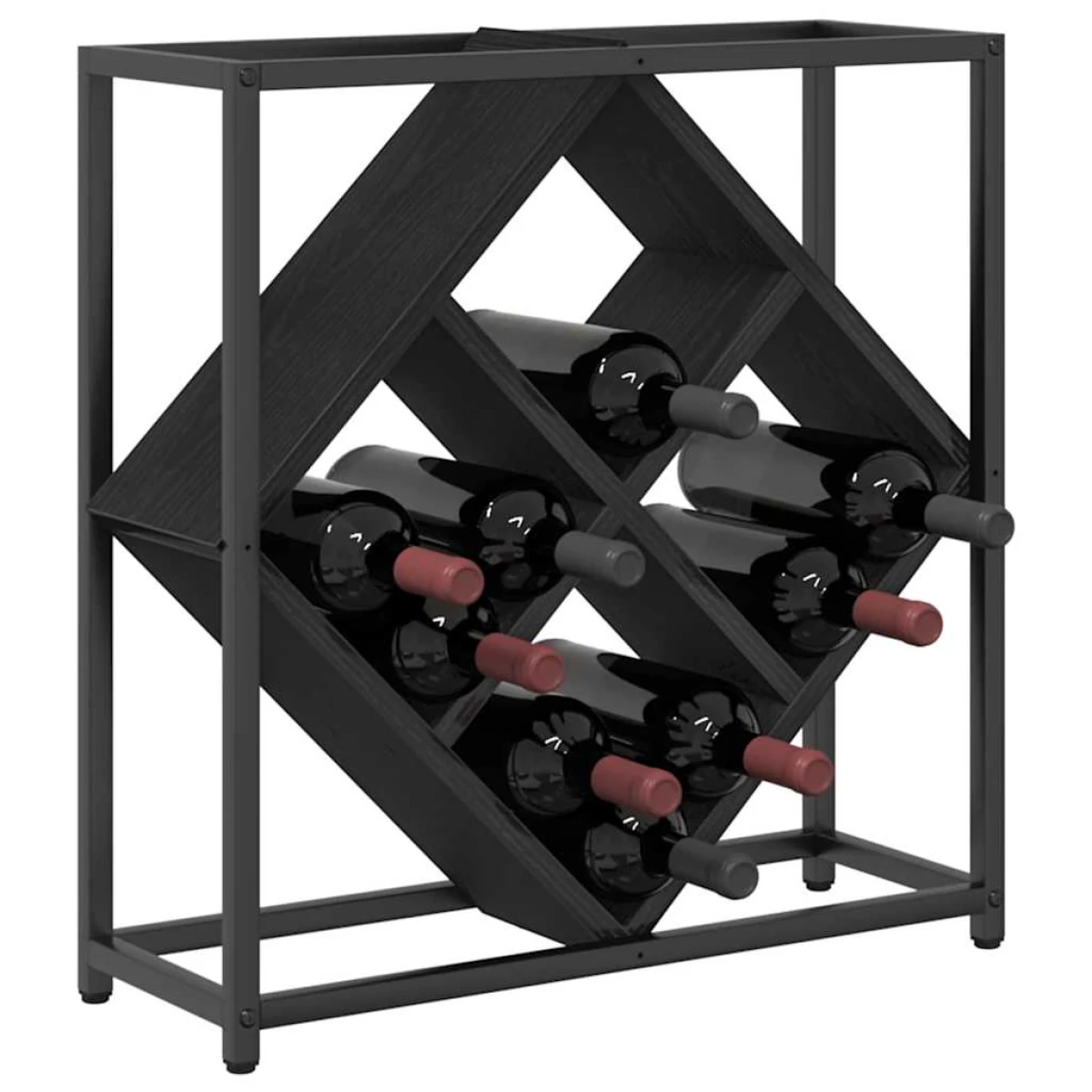 vidaXL VidaXL Wine Rack 51x18x52.5 cm Black Engineered Wood At Home - Wine Rack