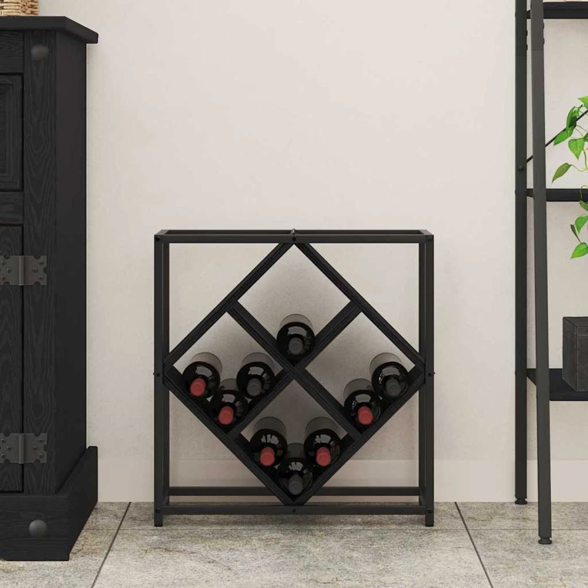 vidaXL VidaXL Wine Rack 51x18x52.5 cm Black Engineered Wood At Home - Wine Rack
