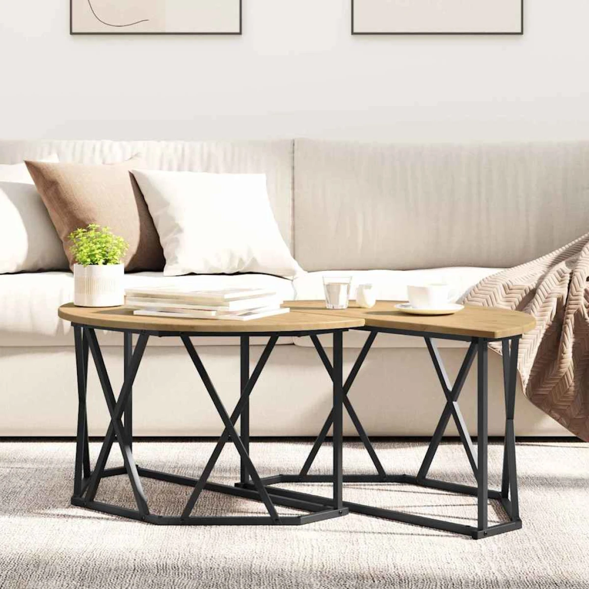 VidaXL Coffee Table 80x80x42 cm Black Oak Matte Living Room by vidaXL
