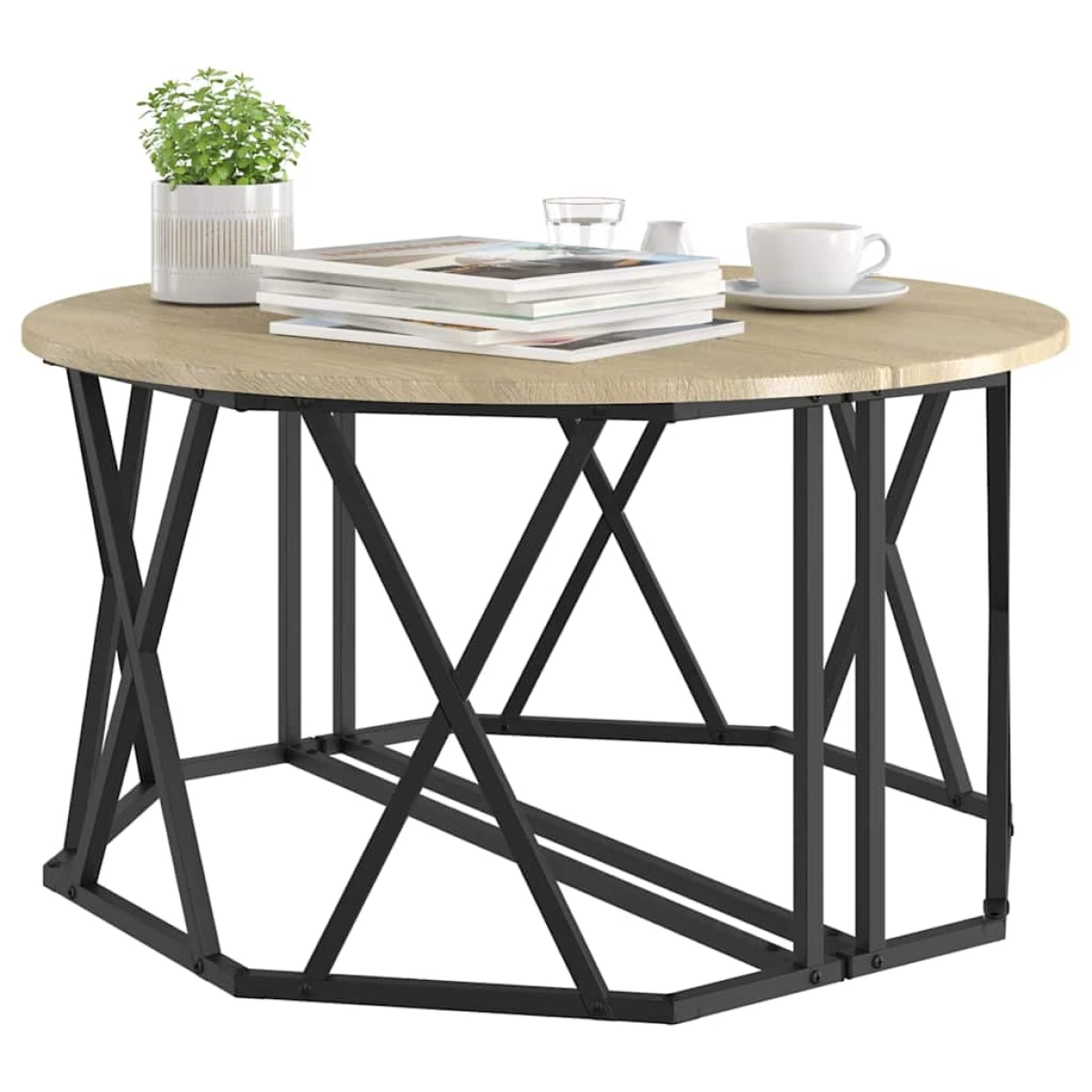 VidaXL Coffee Table 80x80x42 cm Black Oak Matte Living Room by vidaXL