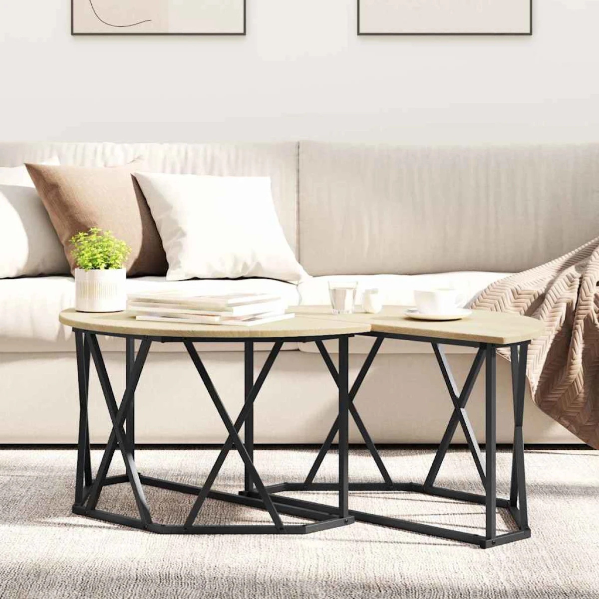VidaXL Coffee Table 80x80x42 cm Black Oak Matte Living Room by vidaXL