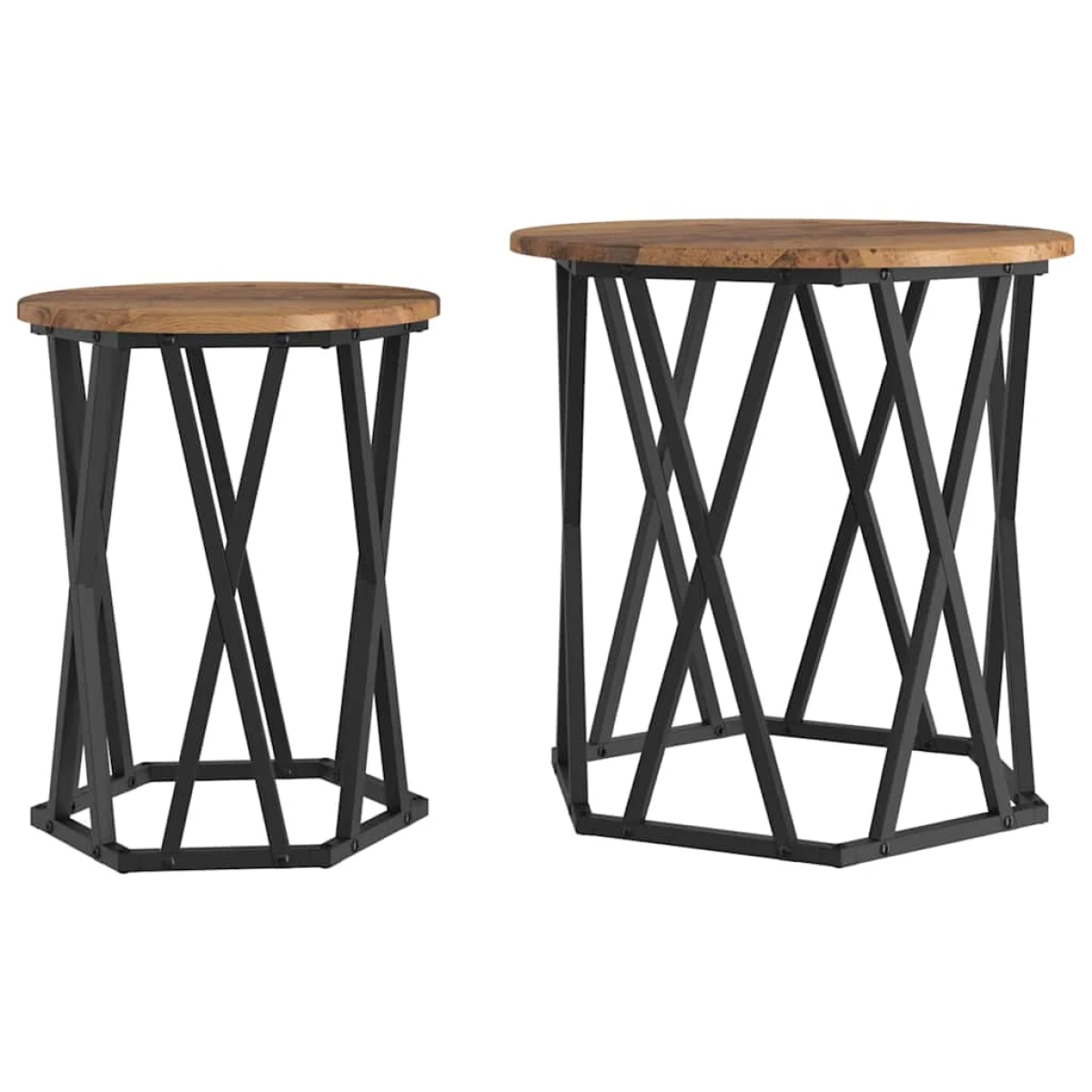 vidaXL VidaXL Coffee Table Black Oak 50x50x50 cm Two Piece Set - Coffee Table