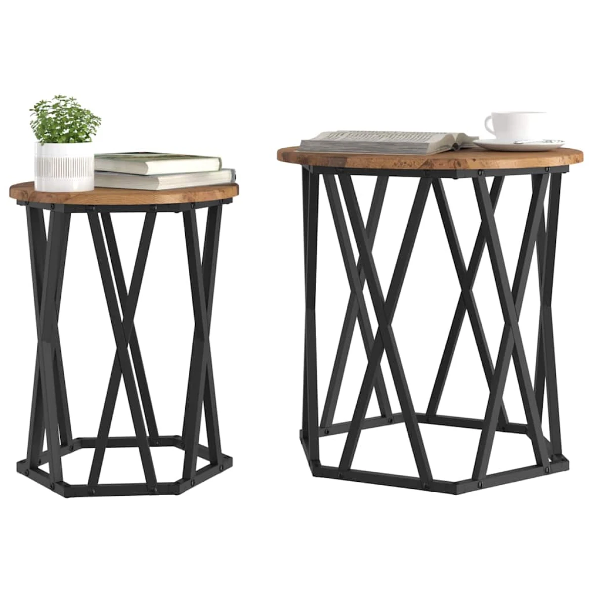 vidaXL VidaXL Coffee Table Black Oak 50x50x50 cm Two Piece Set - Coffee Table