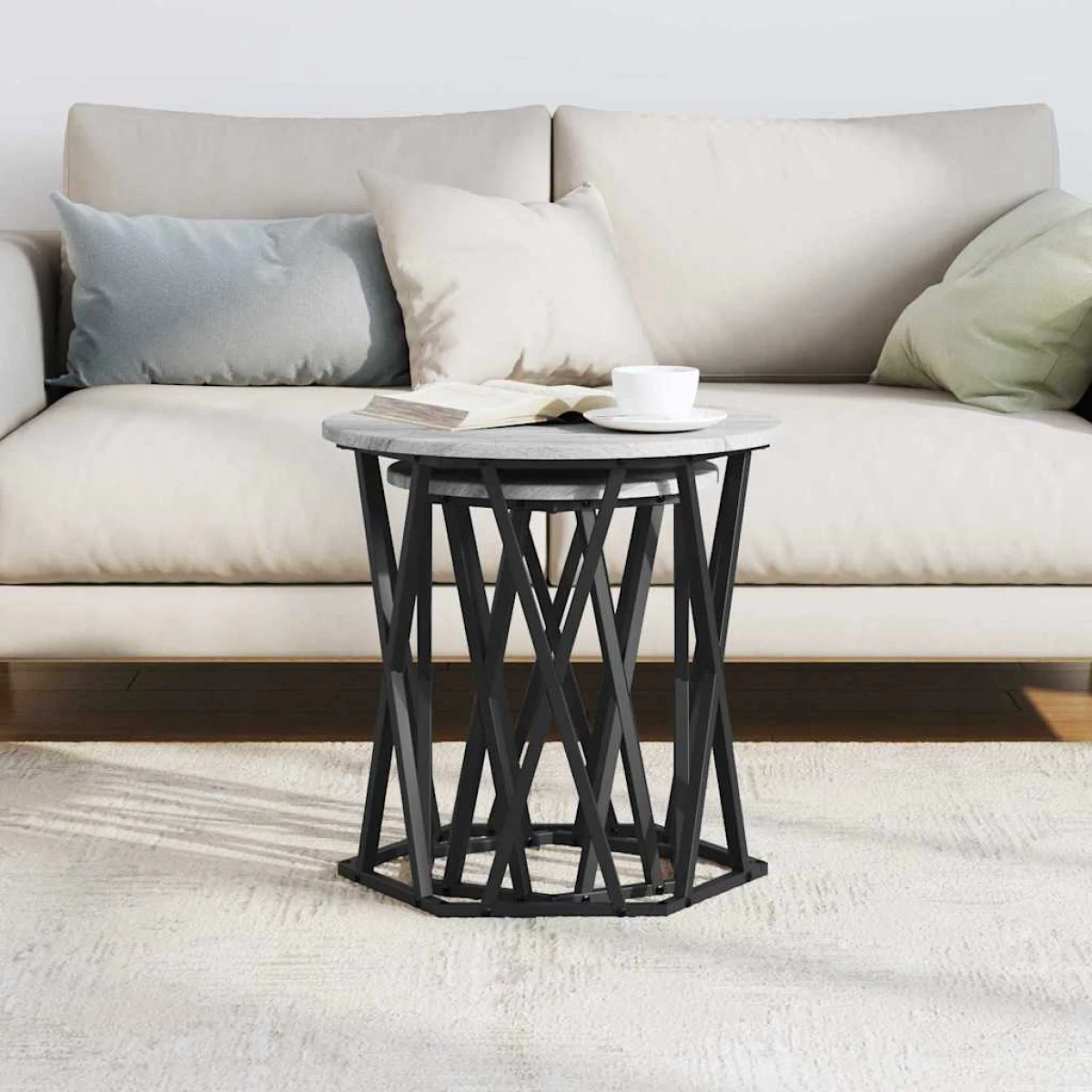 VidaXL Coffee Table Black Oak 50x50x50 cm Two Piece Set by vidaXL