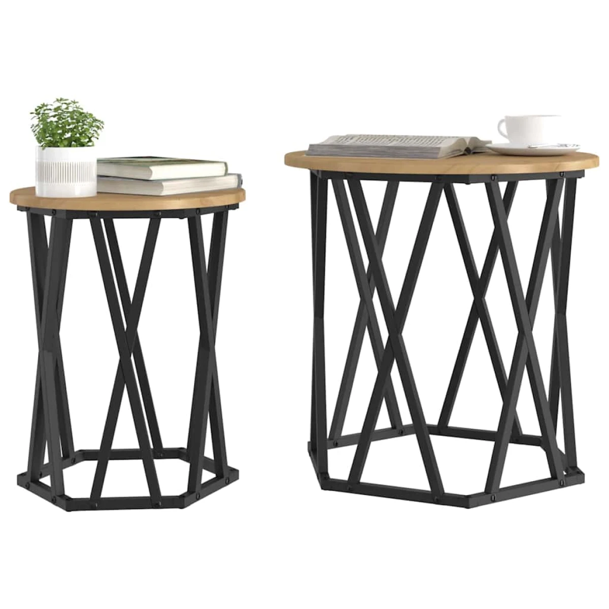 VidaXL Coffee Table Black Oak 50x50x50 cm Two Piece Set by vidaXL