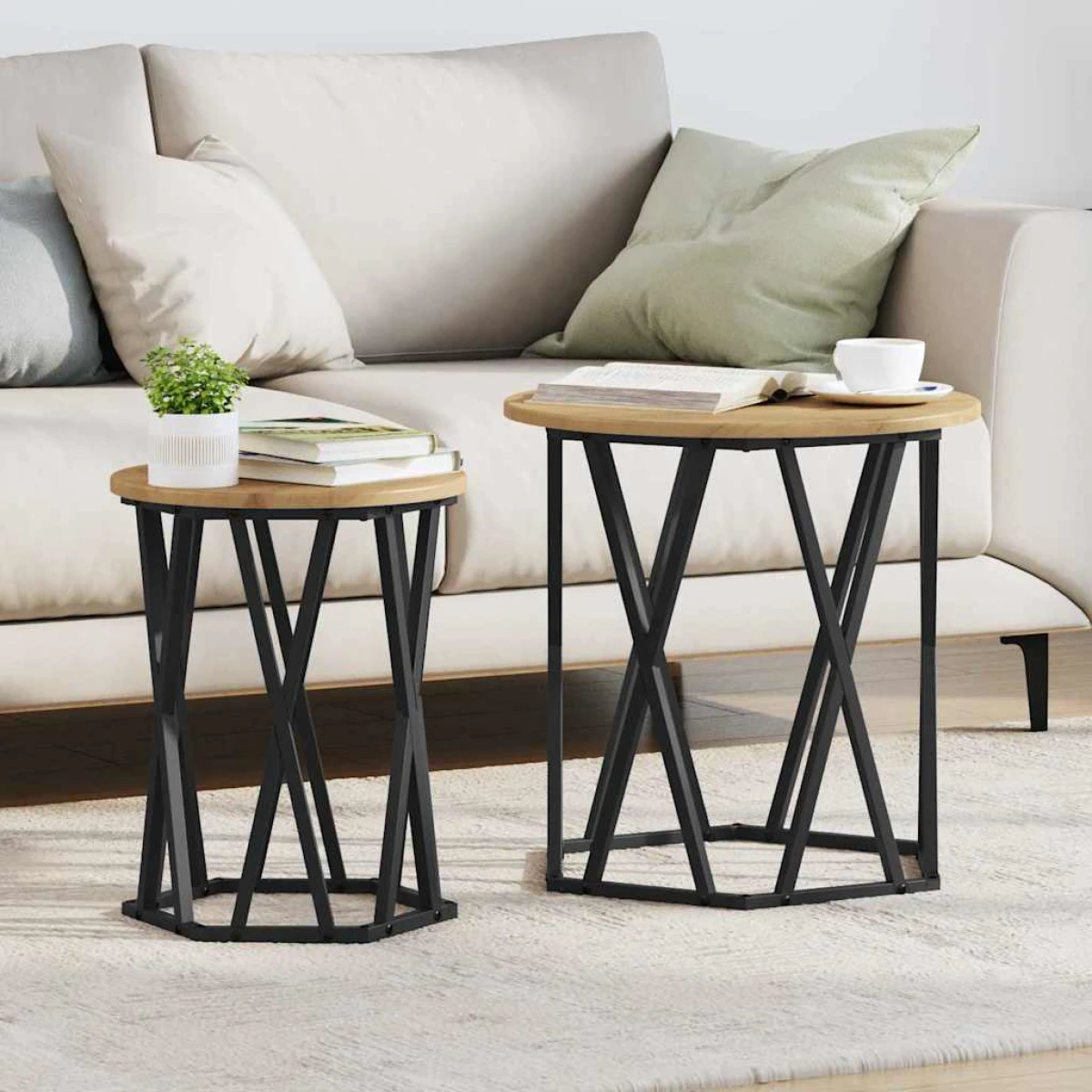 VidaXL Coffee Table Black Oak 50x50x50 cm Two Piece Set by vidaXL