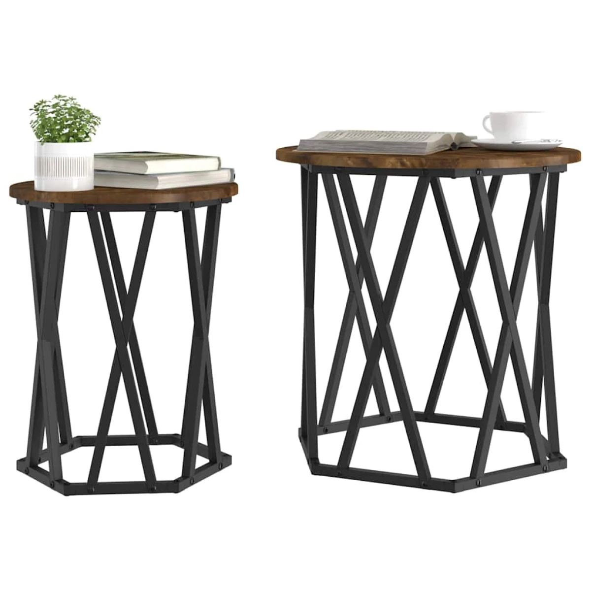 vidaXL VidaXL Coffee Table Black Oak 50x50x50 cm Two Piece Set - Coffee Table