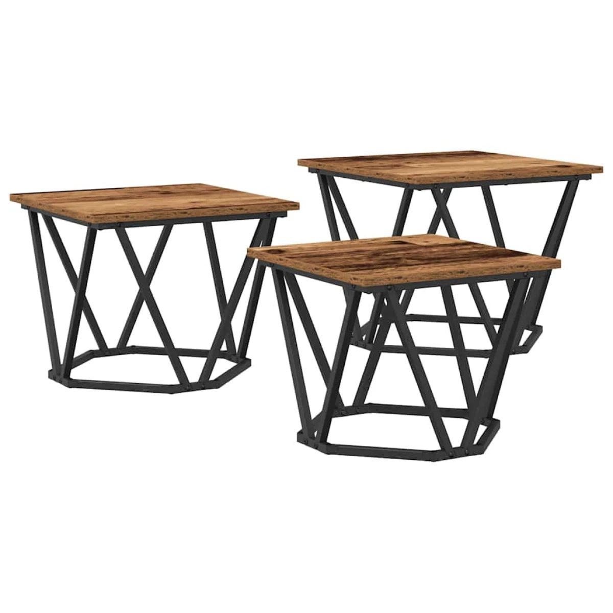 VidaXL Coffee Tables 50 x 50 x 40 cm Black Oak Set of 3 by vidaXL
