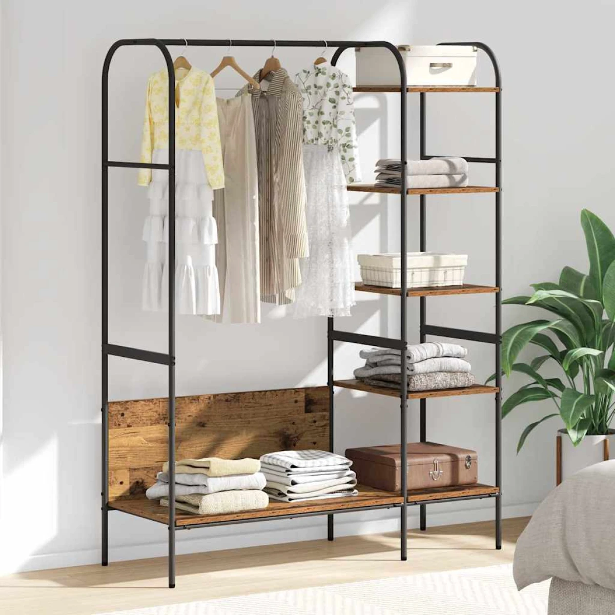 VidaXL Clothes Rack With Shelf 120 x 44 x 160 cm Black Engineered Wood Minimalist Storage For Small Spaces by vidaXL