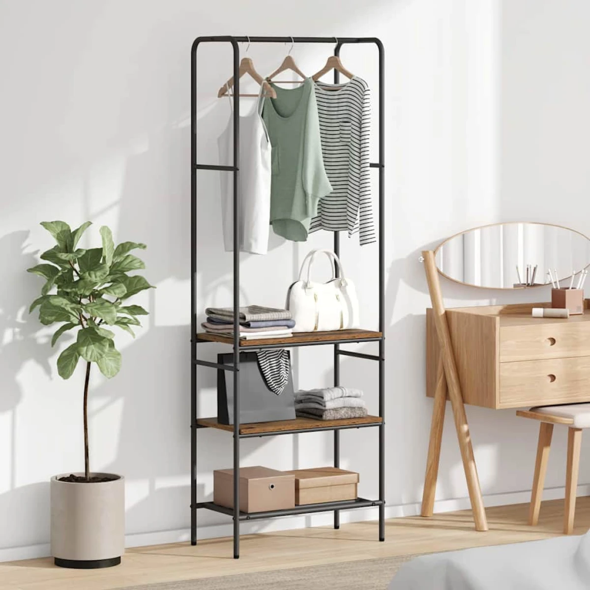 vidaXL vidaXL Clothes Rack With Shelves 60x30x171 cm Slim Tall Frame For Home Organization - Wardrobe