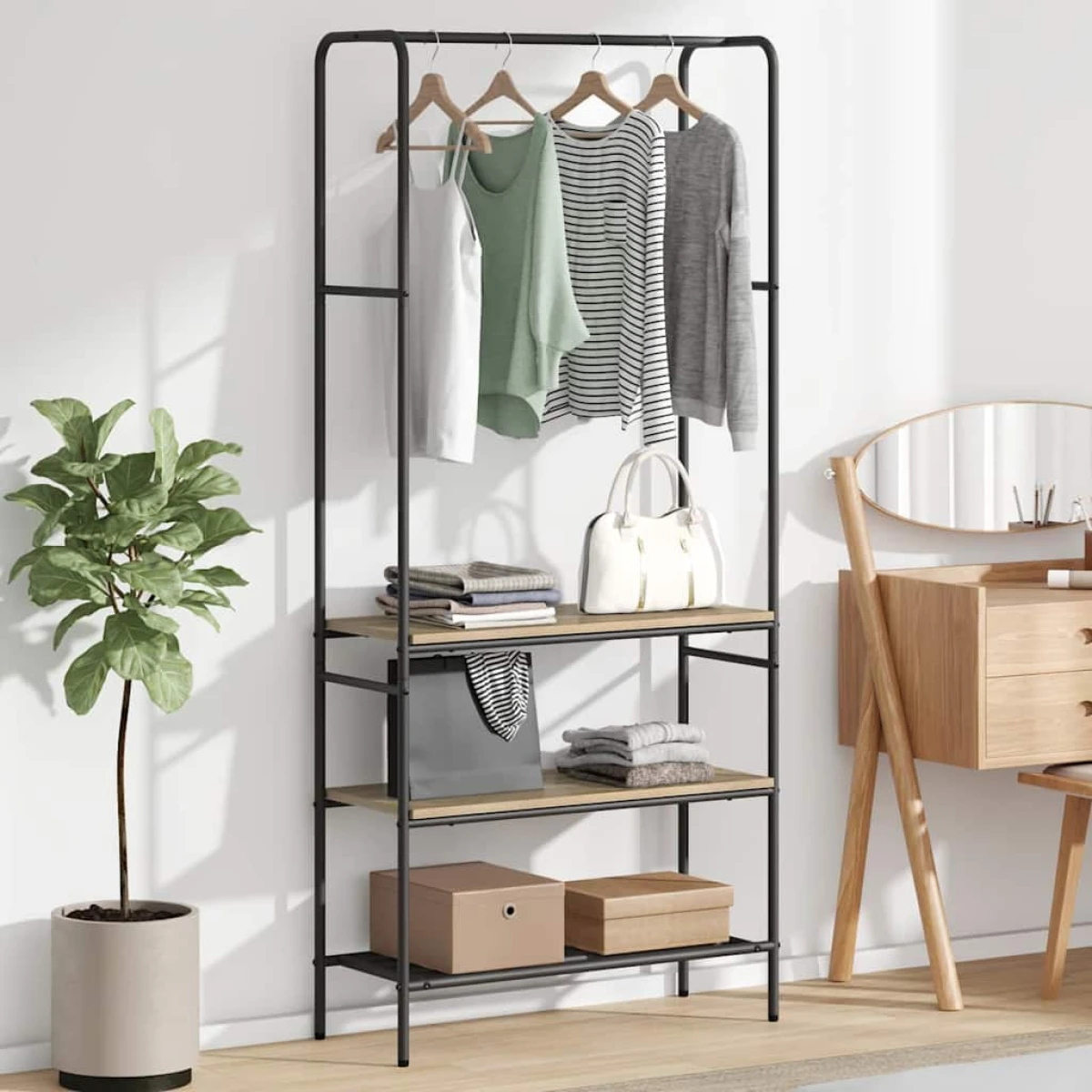 VidaXL Clothes Rack With Shelves 77 x 30 x 171 cm Modern Storage For Home Organization by vidaXL