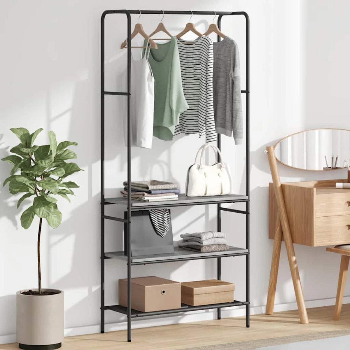 VidaXL Clothes Rack With Shelves 77 x 30 x 171 cm Modern Storage For Home Organization by vidaXL