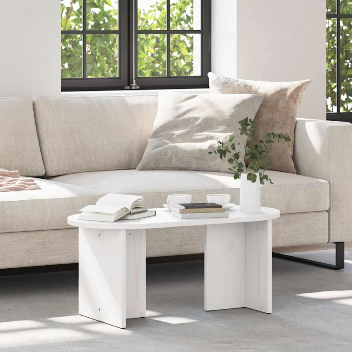 vidaXL vidaXL Coffee Table 80x39.5x35 Solid Pine Oval Living Room - Coffee Table