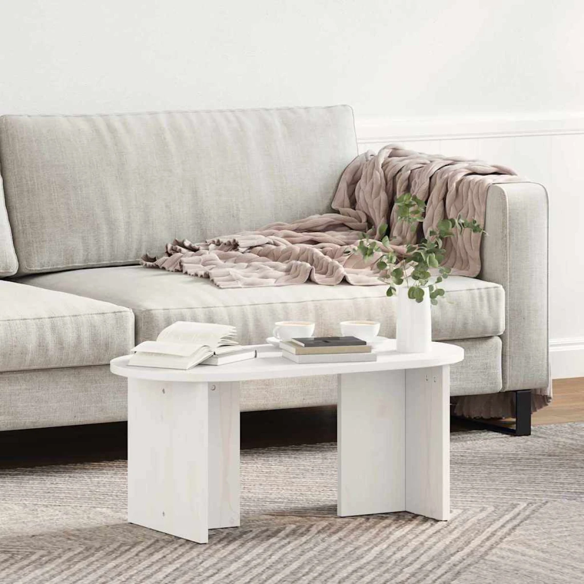 vidaXL vidaXL Coffee Table 80x39.5x35 Solid Pine Oval Living Room - Coffee Table