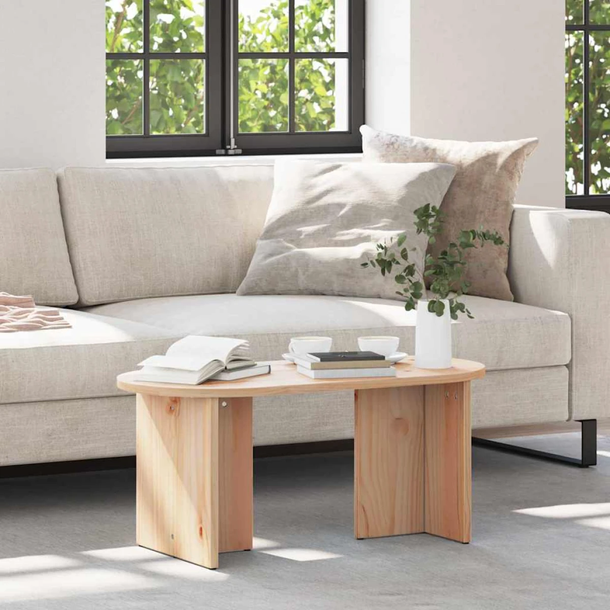 vidaXL Coffee Table 80x39.5x35 Solid Pine Oval Living Room by vidaXL