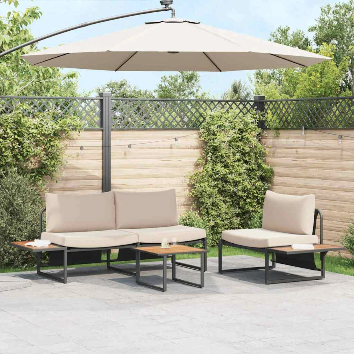VidaXL Garden Coffee Table 55x55x31 cm Powder-Coated Steel Weather-Resistant Outdoor Patio by vidaXL