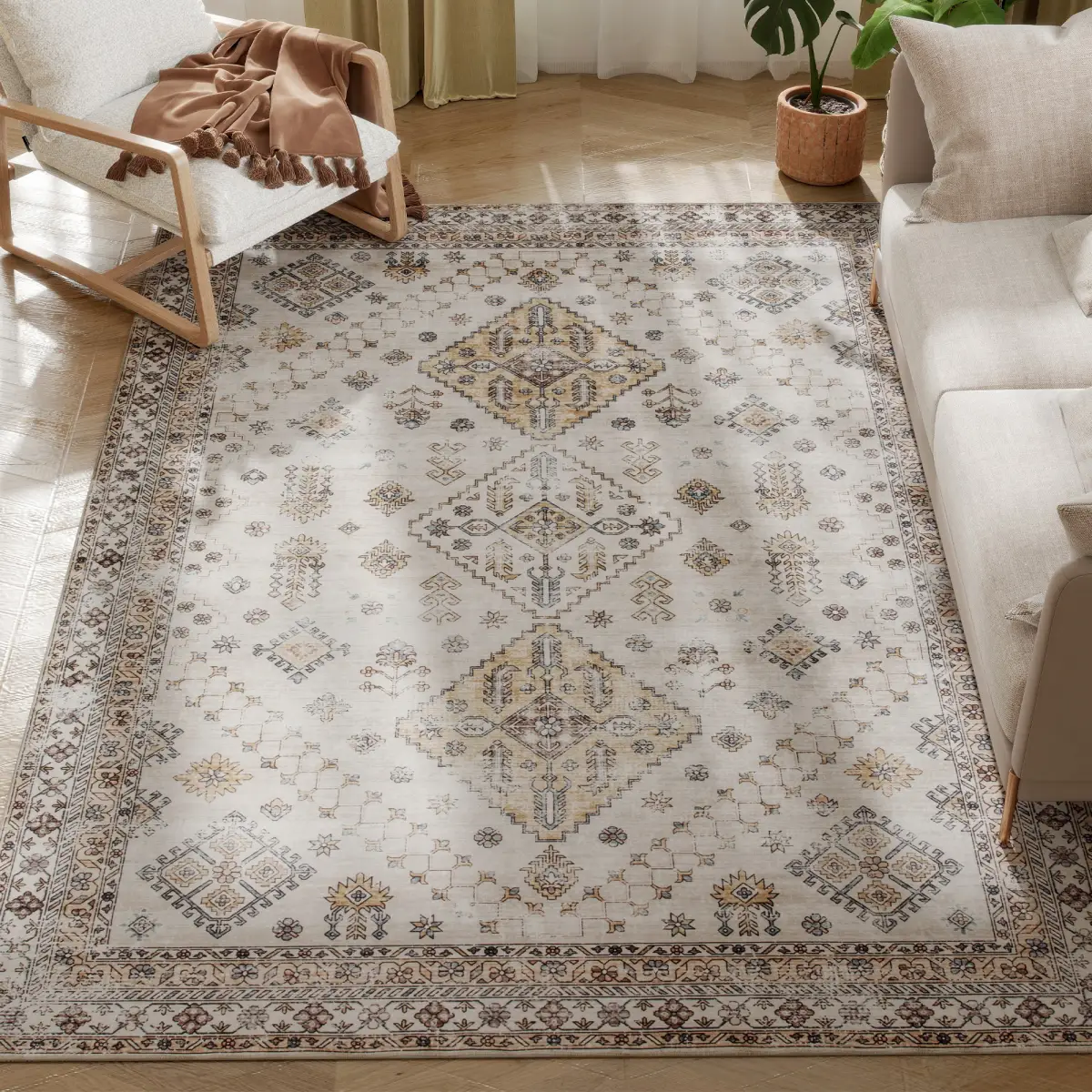 HOMCOM HOMCOM Flannel Non-Slip Washable Rug for Living Room - Rug